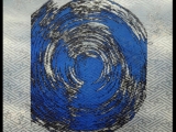 Jim Powlan Hurricane on blue kimono silk